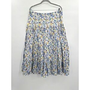 Vintage Womens Midi Skirt Large Chaps Floral Layered Tiered Dainty Cottage Fairy